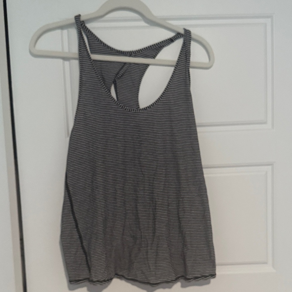 Lululemon Athletica Black and White Striped Tank Top